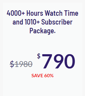 4000+ Hours Watch Time and 1010+ Subscriber Package.